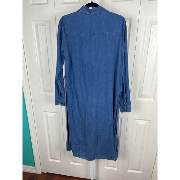 Live 4 Truth Denim Jean Long Sleeve Flyaway Side Duster Blouse Dress Top Tunic - Picture 7 of 9